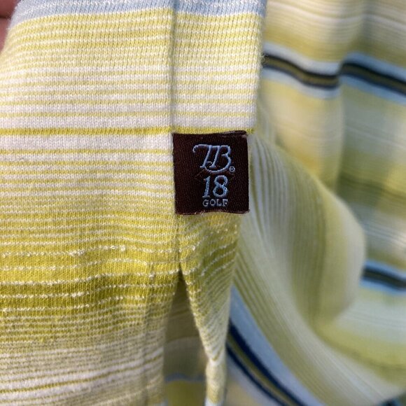 Tommy Bahama 18 Golf Yellow Striped Ghost Floral Polo Shirt Size XL - Picture 3 of 8